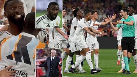 Revealed: Antonio Rudiger's punishment for throwing ice at referee during Real Madrid's heated Copa del Rey defeat by Barcelona