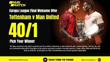 Tottenham vs Man Utd – Europa League final: Get huge 40/1 for either side to win in 90 mins with Parimatch