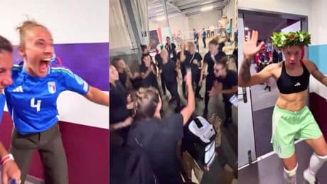 Alegría desbordada en el vestuario italiano tras eliminar a Noruega