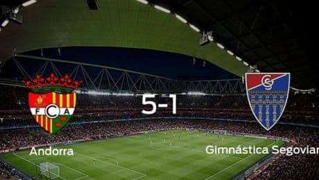 El FC Andorra suma tres puntos tras golear a la Gimnástica Segoviana en casa (5-1)