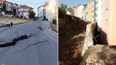 İspir’de heyelan: 70 daire tahliye edildi