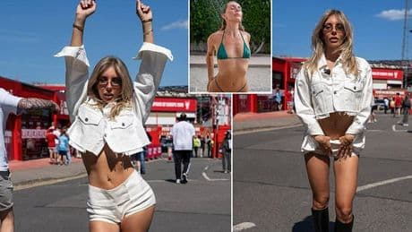Bonnie Blue defies Premier League stadium ban after being kicked out for offering to 'pleasure' fans at a game