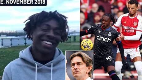 Eberechi Eze laughs off EVER joining Tottenham in unseen footage as Crystal Palace star reveals his boyhood Arsenal allegiance