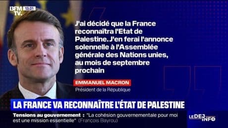 Emmanuel Macron a annoncé qu'il allait "reconnaître l'État de Palestine" en septembre