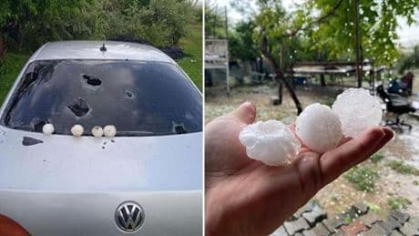 Şanlıurfa'da kar topu büyüklüğünde dolu yağdı: Ekili araziler ve araçlar zarar gördü