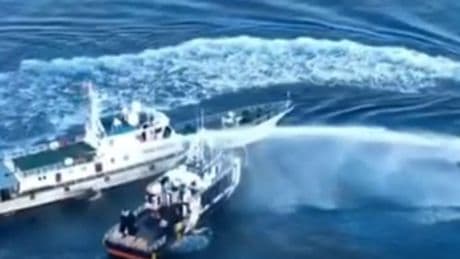 Watch: Chinese coastguard slammed after blasting Philippines research ship with water cannon