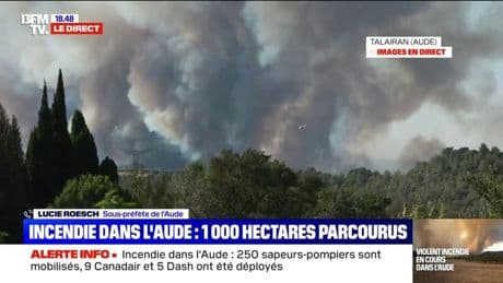 Incendie dans l'Aude: "Les 250 sapeurs-pompiers sur place, vont recevoir le renfort de 400 personnes qui sont en train de se déployer", annonce Lucie Roesch, sous-préfète de l'Aude