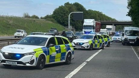 Four-car crash sparks tailbacks on busy motorway as cops warn ‘please avoid the area’