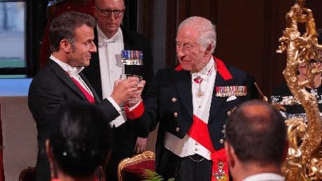 Charles warns small boats crisis is a ‘profound challenge’ as he hosts Macron at state banquet ahead of migrant ‘deal’