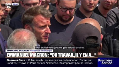 “La France n’avancera que par le mérite et le travail”: la réponse d’Emmanuel Macron à un salarié de l’usine Daimler Buses