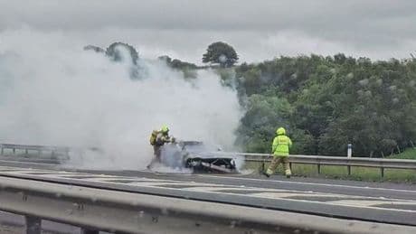 Car catches fire on busy Scots motorway as emergency crews race to scene