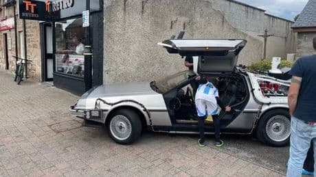 'Great Scots' shoppers amused as iconic Back to the Future DeLorean rolls into town
