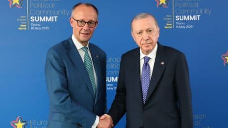 Cumhurbaşkanı Erdoğan, Arnavutluk’ta Almanya Başbakanı Merz ile görüştü