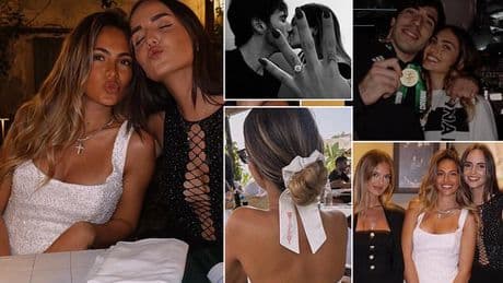 Sandro Tonali's glamorous fiancee Juliette Pastore celebrates her hen do with custom 'wifey' accessories - and a wine bottle featuring the Newcastle star's face!