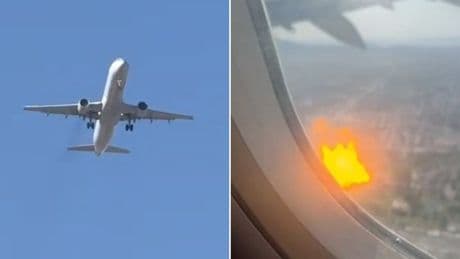Plane shoots fire from engine mid-flight as it makes emergency landing