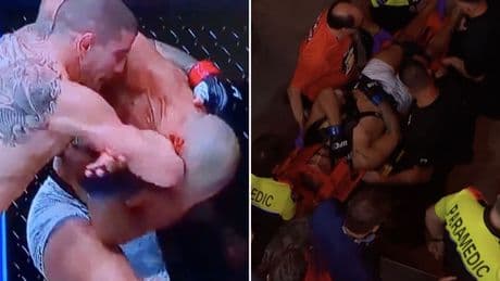 UFC 315 star stretchered out of arena and rushed to hospital after suffering DENTED SKULL in brutal defeat