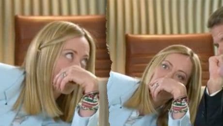 Meloni caught giving 'eye roll of the century' while Macron whispered in her ear during high-stakes G7 meeting