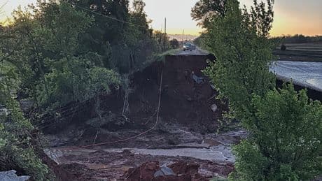 Heavy rainfall sets records and washes out roadway in rural Oklahoma