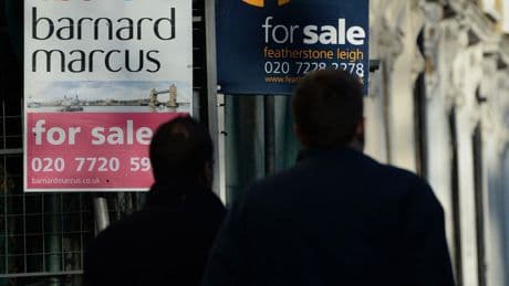 Average UK house price suffers monthly fall of 0.1%, figures show