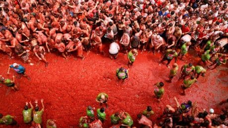 La Tomatina celebrates 80 years of tomato-fuelled chaos at fruit-throwing festival in Spain