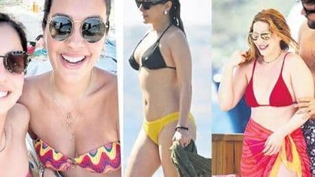 Sahillerden yeni görüntüler! Bu kez iki ünlü isim bikini piştisi oldu