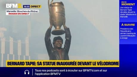 Marseille: la statue de Bernard Tapie a été inaugurée devant le stade Vélodrome