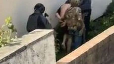 Moment man marched outside in underwear during raid over suspected terror plot