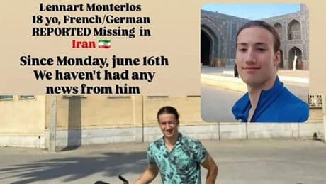 Iran : « disparition inquiétante » de Lennart Monterlos, un jeune Français de 18 ans dont les proches sont sans nouvelles depuis le 16 juin