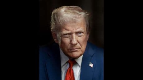 Trump ya tiene nuevo retrato oficial en la Casa Blanca: desafiante, sin bandera y con fondo negro