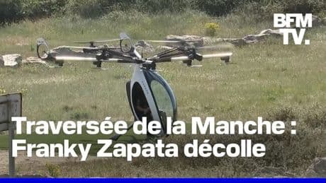 Les images du décollage de Franky Zapata pour sa traversée de la Manche en Air Scooter