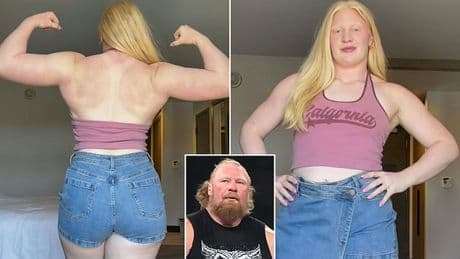 Brock Lesnar's daughter Mya flexes her bulging muscles as she hits back at critics of her physique