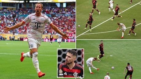 Harry Kane scores double - including brilliant long-range strike - as Bayern Munich win six-goal thriller against Flamengo to reach Club World Cup quarter-finals