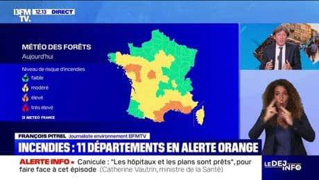 Feux de forêts: 11 départements en risque d'incendies "élevé" ce lundi