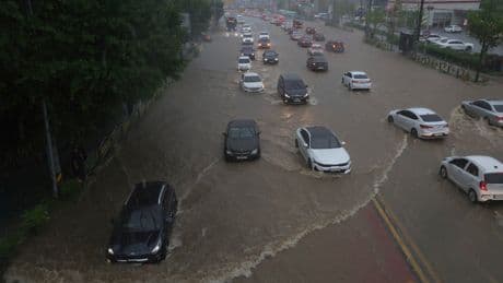 Heavy rain pounds South Korea's capital region, leaving 1 person missing