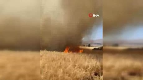 Gümüşhane’nin Kelkit ilçesinde anız yangını