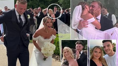 Declan Rice and girlfriend Lauren Fryer enjoy a rare public outing together at Dani Dyer and Jarrod Bowen's wedding after she was forced off social media by vile trolls