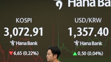 Asian shares are mostly higher after US stocks rise to the brink of a record