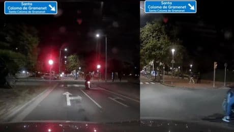 Graba la surrealista maniobra de una moto en un cruce de Santa Coloma de Gramenet y la gente alucina: “Que vaya de nuevo a la autoescuela”