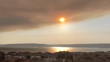 Tekirdağ'daki orman yangınının dumanı Çanakkale Boğazı'nı kapladı