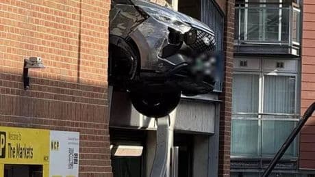 Three injured by falling rubble as van ploughs through multi-storey in Leeds