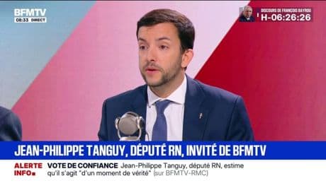 Pour Jean-Philippe Tanguy (RN), faire chuter le gouvernement "est sans doute parfois la meilleure solution"