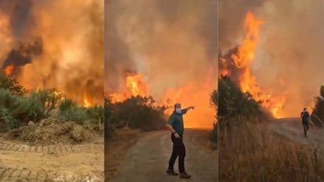 Rescatan a una persona rodeada por las llamas en Ourense mientras hacía un cortafuego