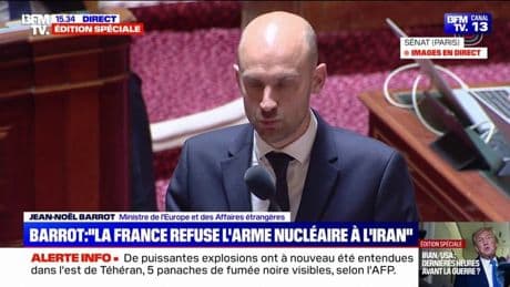Iran/Israël: "Il appartient aux peuples de décider de leur propre destin (…) Et c'est dans cet esprit-là que nous appelons les parties à la désescalade", déclare Jean-Noël Barrot