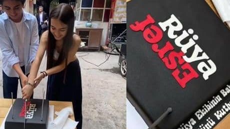 Eşref'in çocuklarından babalar günü sürprizi! Pastayla seti ziyaret ettiler