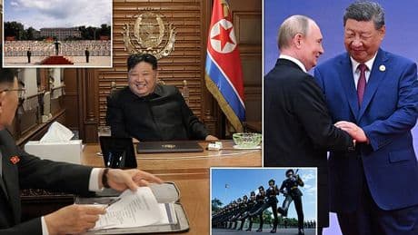 Kim Jong Un arrives in China by armoured train to join Putin and Xi at Beijing's huge military parade as the communists push for new world order at anti-NATO summit