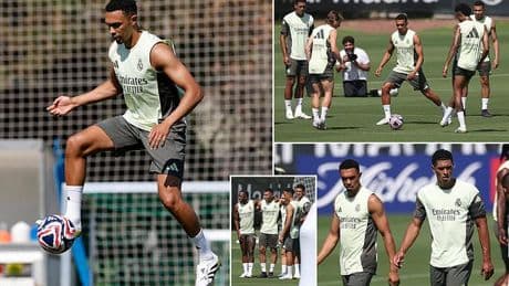 Trent Alexander-Arnold takes part in Real Madrid training for the first time since completing move from Liverpool - as Los Blancos gear up for Club World Cup