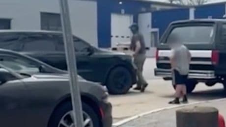 Moment masked ICE agents leave a child alone on the street as they arrest the person he was walking with