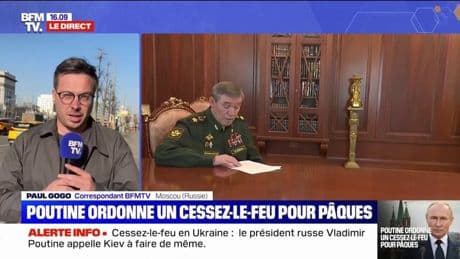 Vladimir Poutine ordonne un cessez-le-feu en Ukraine jusqu'à lundi à l'occasion de Pâques