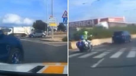 Atraviesa un carril en una rotonda de Palma casi provocando con un accidente pero se encuentra con una desagradable sorpresa: “Qué gusto dan las pilladas así”