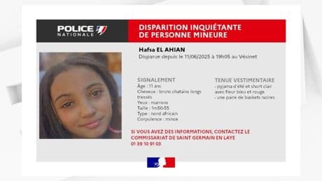 Yvelines: un appel à témoins lancé après la disparition inquiétante d'une enfant de 11 ans au Vésinet
